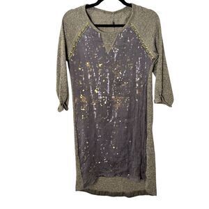 Custo Barcelona Gold Sequin Mesh Tunic Mini Dress Size 2